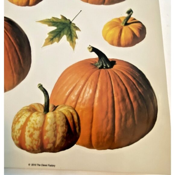 Fall Thanksgiving Window Clings Lot 4 Sheets Pumpkins Turkeys Vinyl 2010 Taiwan - Picture 13 of 16